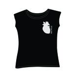 Black heart t-shirt, silver print
