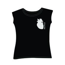 Svart hjärt t-shirt, silver tryck