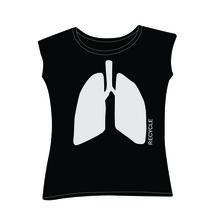 RECYCLE ME - Recycle Me T-shirt Woman - Black lung t-shirt, silver print