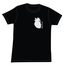 Svart hjärt t-shirt, silver tryck